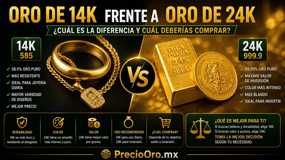 Oro de 14K vs 24K